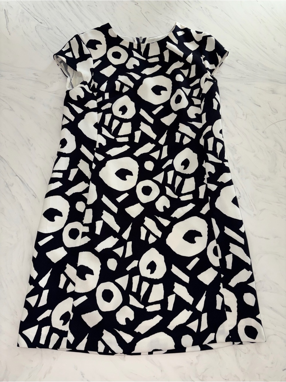 Ann Taylor Loft petite black white geometric print dress 0p new nwt